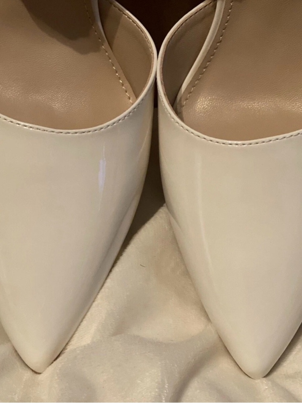 Women’s Bone/Ivory Pointed Toe Ankle Strap Heels with Rhinestones 
Size 8.5 NIB - Picture 9 of 11